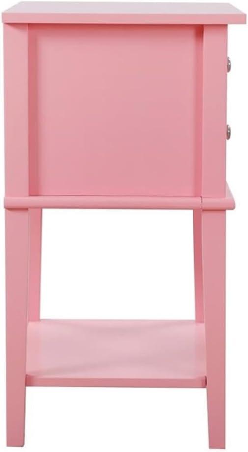 Glory Furniture Newton 2 Drawer Nightstand in Pink