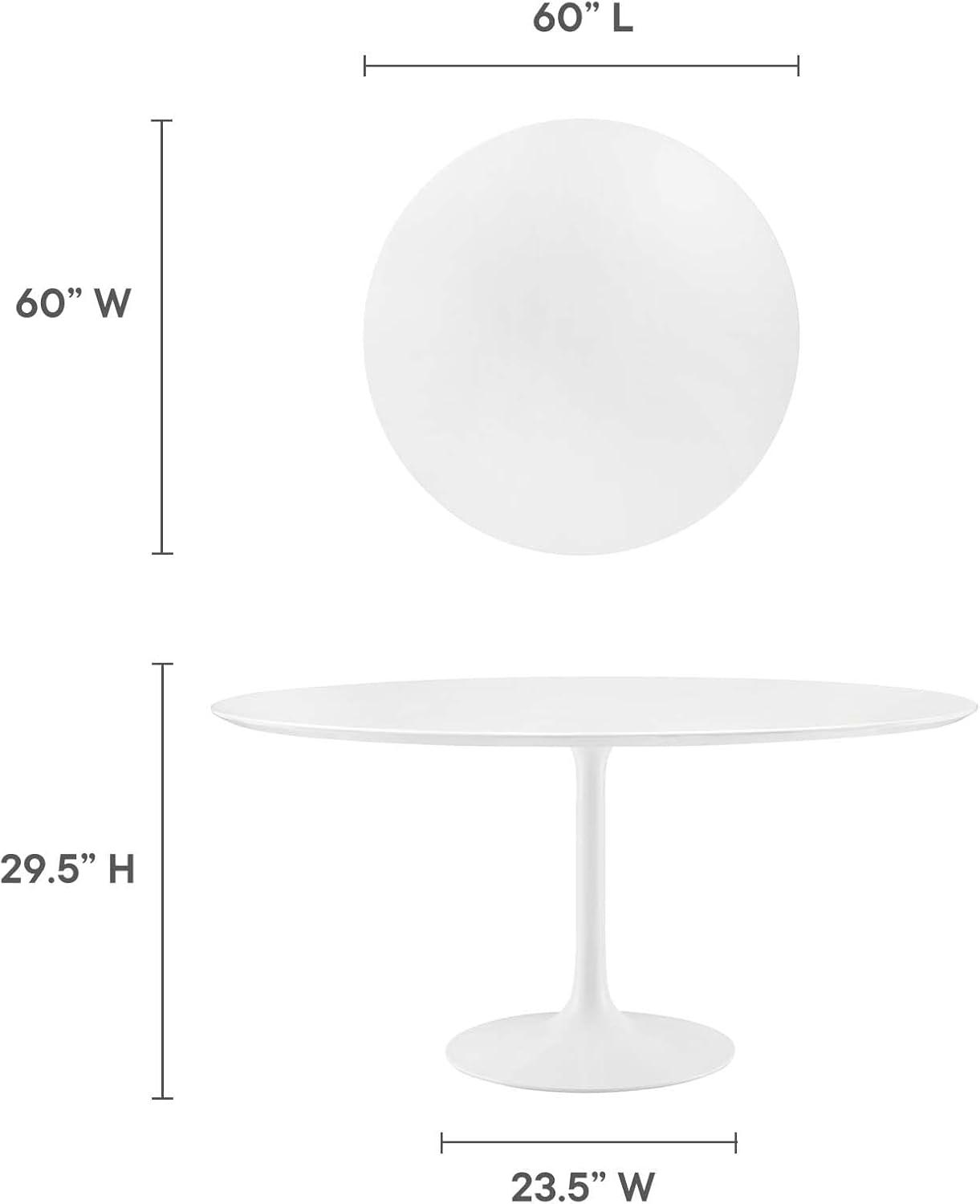 Lustrous 60" White Round Wood Pedestal Dining Table