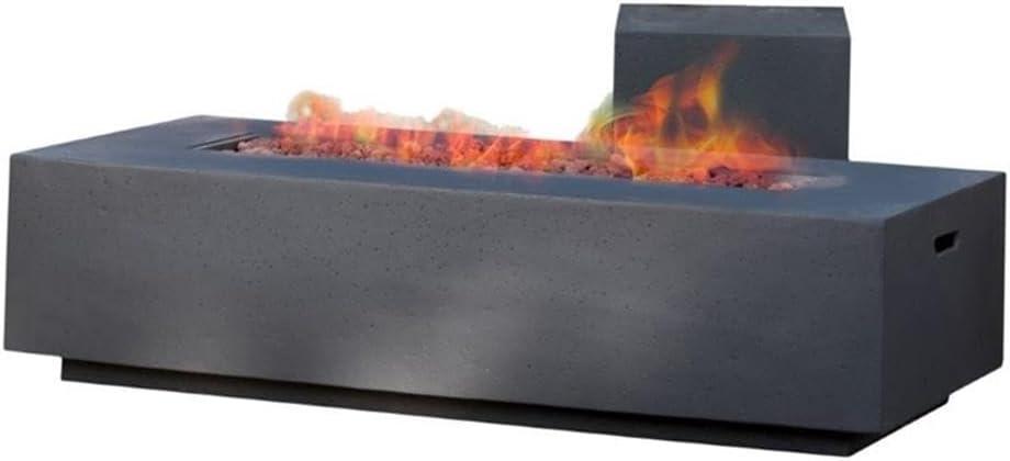 Jaxon Outdoor 56 Rectangular Propane Fire Table with Lava Rocks, Gray