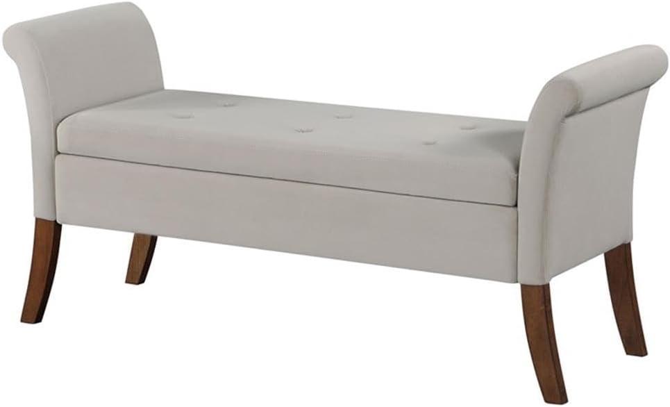 Coaster Farrah Velvet Upholstered Rolled Arms Storage Bench in Beige and Brown