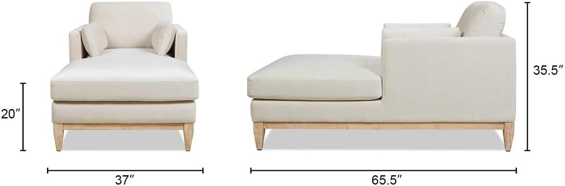 Jennifer Taylor Home Knox 65" Modern Farmhouse Performance Velvet Living Room Chaise Lounge Chair in French Beige