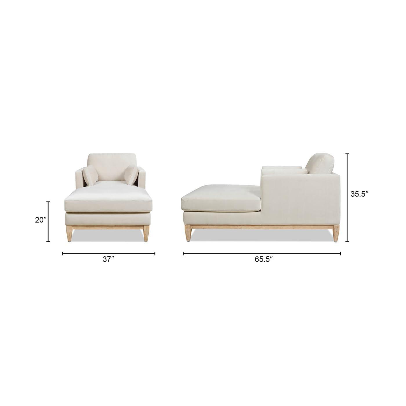 Jennifer Taylor Home Knox 65" Modern Farmhouse Performance Velvet Living Room Chaise Lounge Chair in French Beige