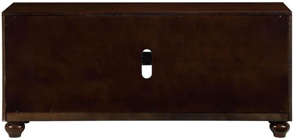 58" Dita TV Stand for TVs up to 59" Walnut - Acme Furniture: Glass Doors, Open Compartments, No Assembly Required