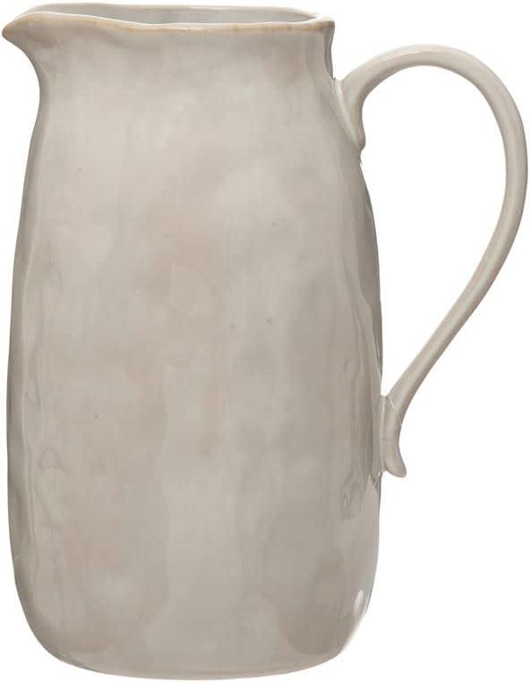 White Reactive Glaze Stoneware Pitcher, 1-Quart Capacity