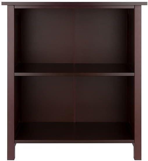 30" 3 Tier Milan Storage Shelf or Bookshelf Medium Walnut - Winsome: Mid-Century Modern Design, Wood Composite, Metal Hardware