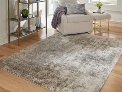 Gray and Beige Abstract 8' x 10' Stain-Resistant Rug