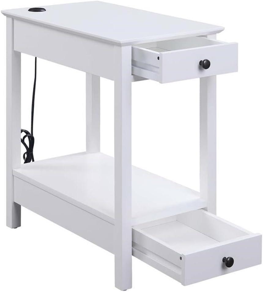Byzad Side Table with USB Charging Dock Teal - Acme Furniture: Modern Storage, Drawer, Shelves, MDF Wood