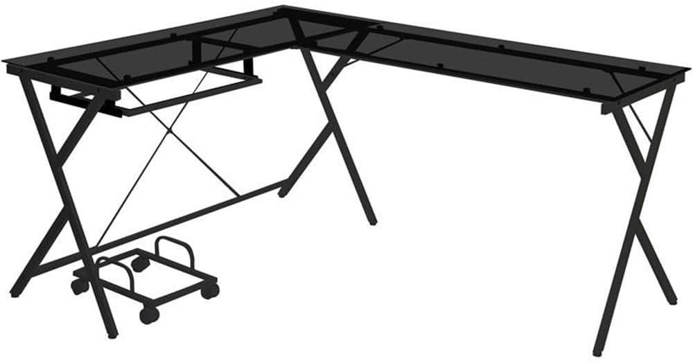 Dazenus Computer Desk in Black Glass & Black Finish OF00046