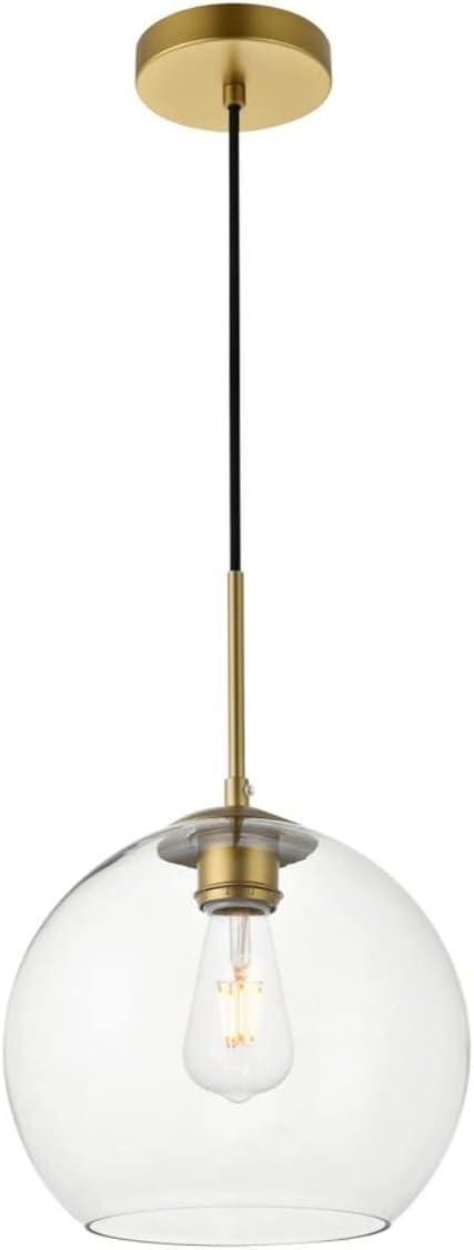 Elegant Lighting Baxter 1 Light Brass Pendant With Clear Glass