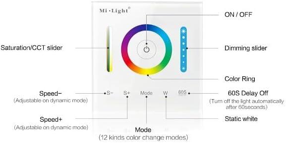 Touch Panel LED Controller for RGB/RGBw RGB+CCT Color Changing Strip Light