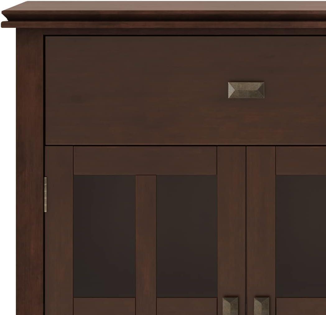 Simpli Home Artisan 60"W Solid Wood Sideboard Buffet with and Tempered Glass Doors and 3 Drawers