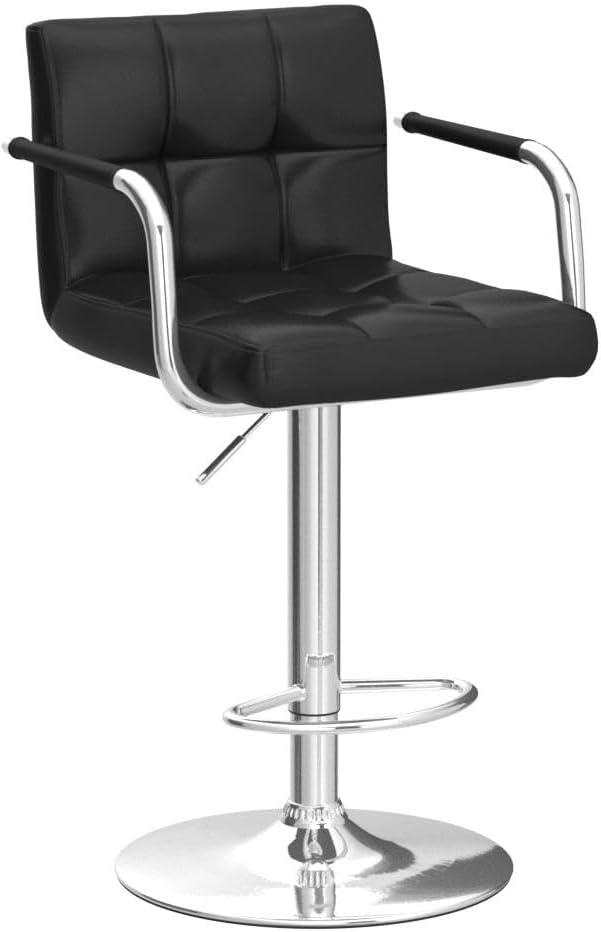 LACOO 33" - 44" Bar Height Adjustable Swivel Barstool - Black