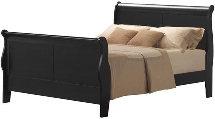 ACME Louis Philippe III Eastern King Sleigh Bed in Black, Multiple Sizes