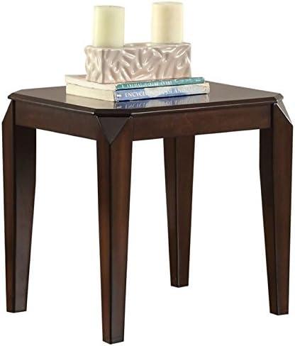 Wooden End table with Beveled Tapered Legs Walnut Brown - Saltoro Sherpi