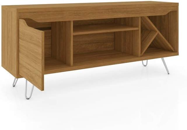 Baxter Mid-Century- Modern TV Stand with Wine Rack in Cinnamon, 23.03 x 53.54 x 14.17 in.