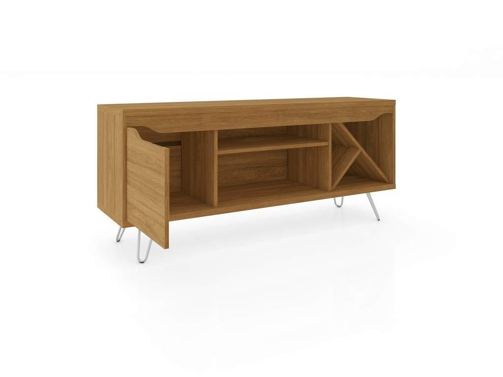 Baxter Mid-Century- Modern TV Stand with Wine Rack in Cinnamon, 23.03 x 53.54 x 14.17 in.