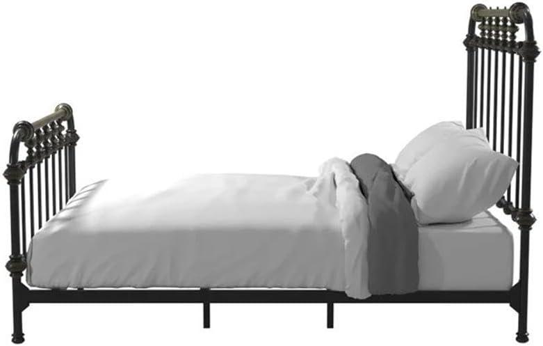 Bowery Hill King Size Spindle Bed in Metal in Black - Easy Assembly