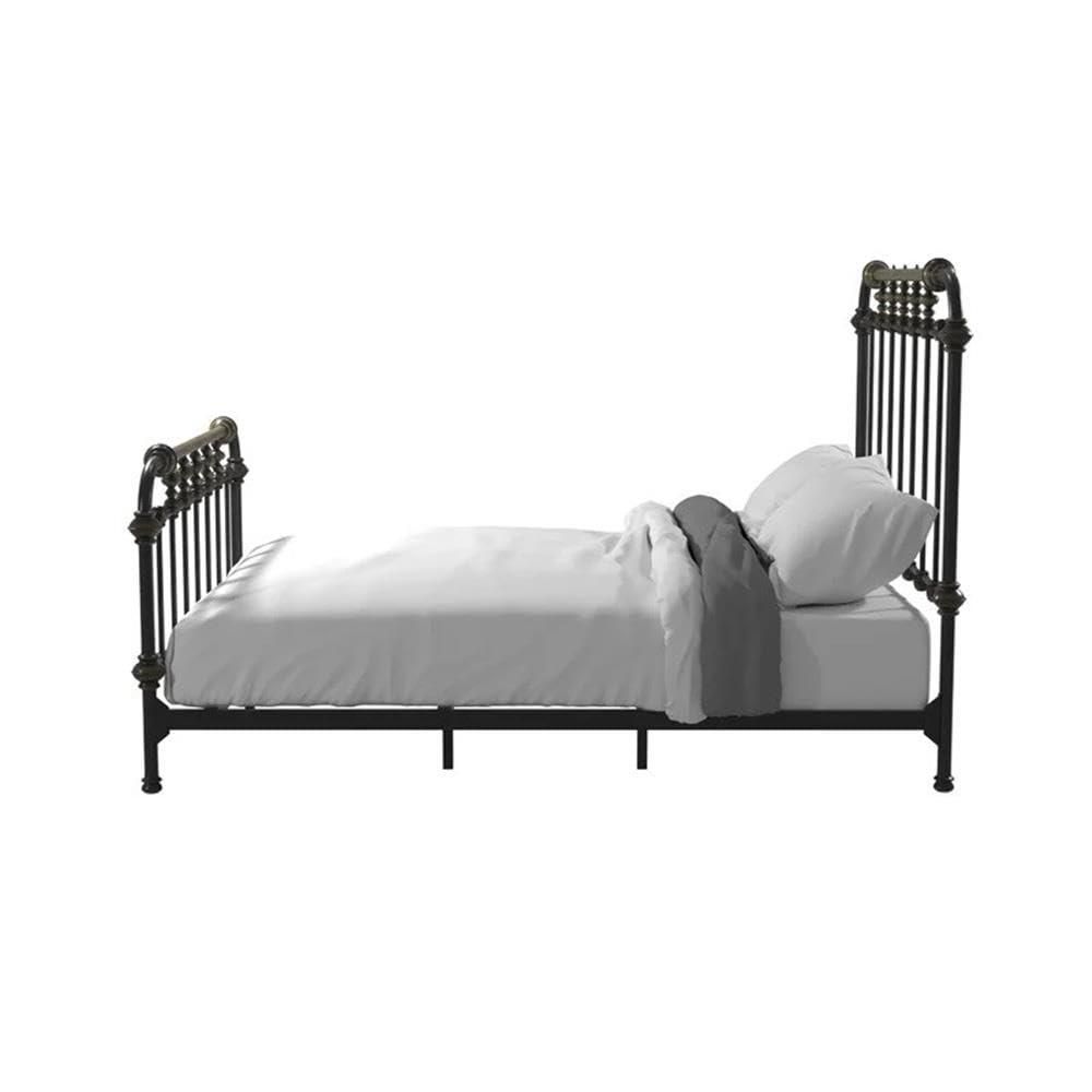 Bowery Hill King Size Spindle Bed in Metal in Black - Easy Assembly