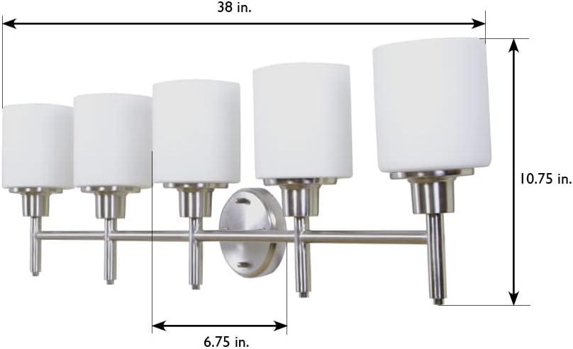 Aubrey 5-Light Satin Nickel Vanity Light with Frosted Glass Shades