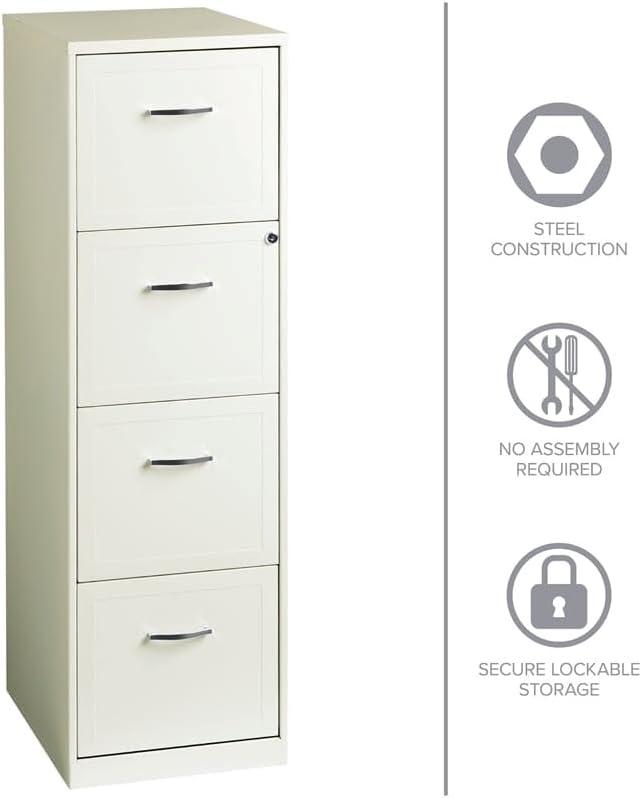 Scranton & Co 18" Deep 4 Drawer Vertical File Cabinet in Pearl White