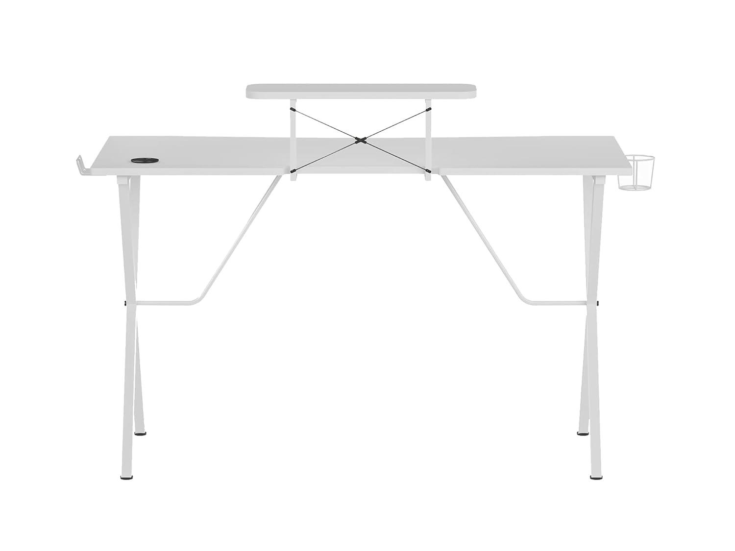Flash Furniture White Gaming Desk with Cup Holder, Headphone Hook, and Monitor/Smartphone Stand