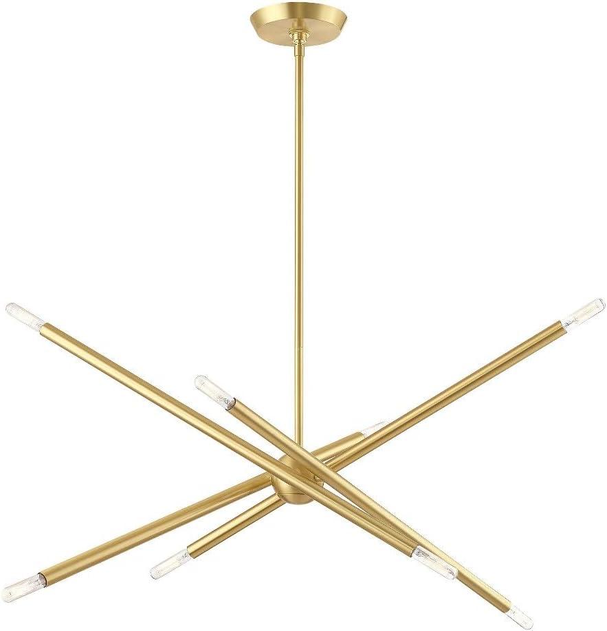 Soho Satin Brass 8-Light Linear Chandelier with Crystal Accents