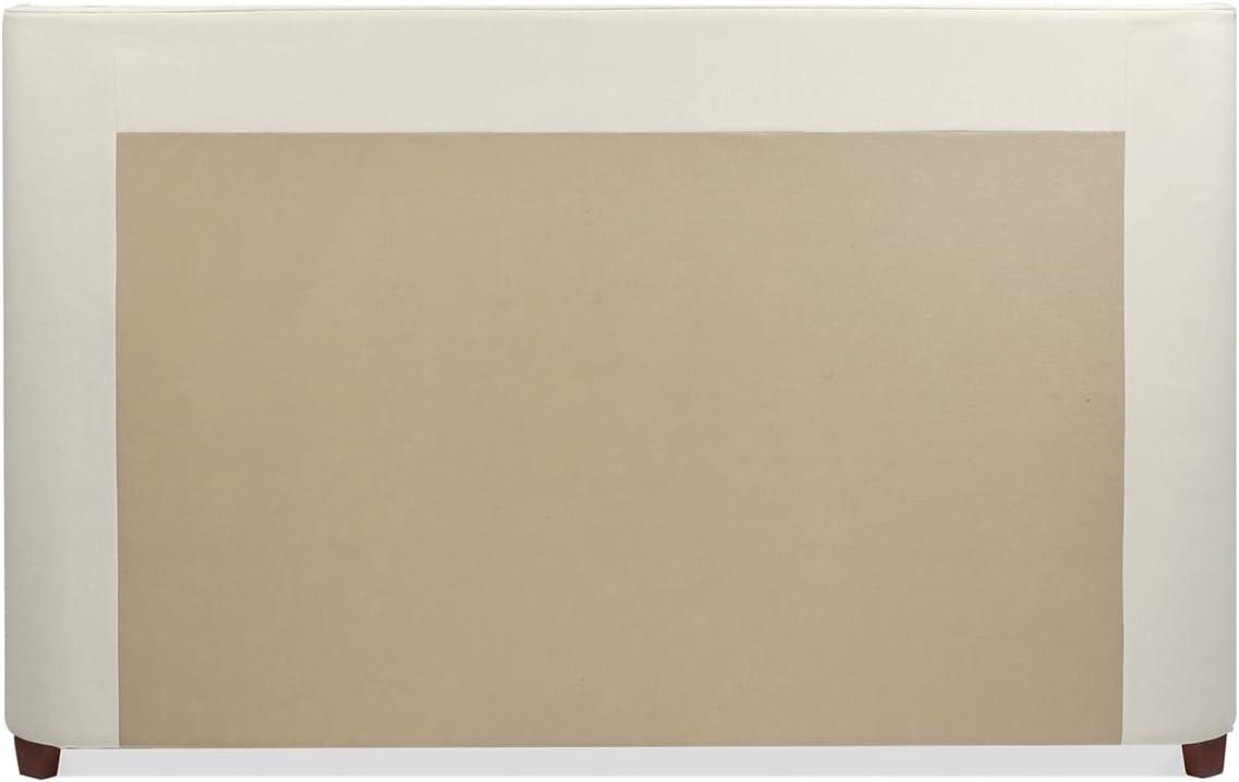 Jennifer Taylor Home Geneva Curved Wing Upholstered Platform Bed Frame, King, Light Beige Linen