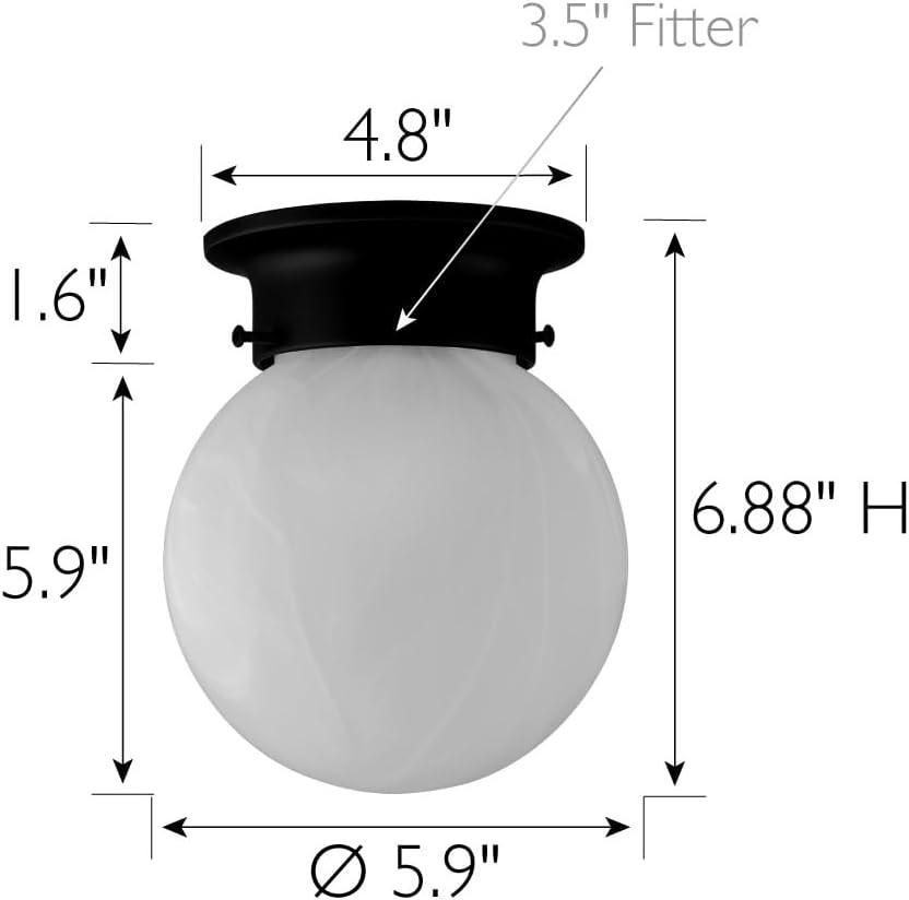 Matte Black Modern Globe Ceiling Light with Alabaster Glass Shade