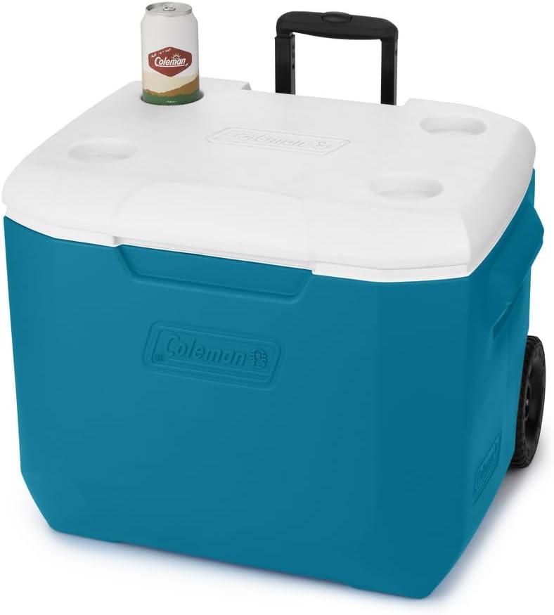 Deep Ocean Blue 60-Quart Wheeled Cooler with Handle