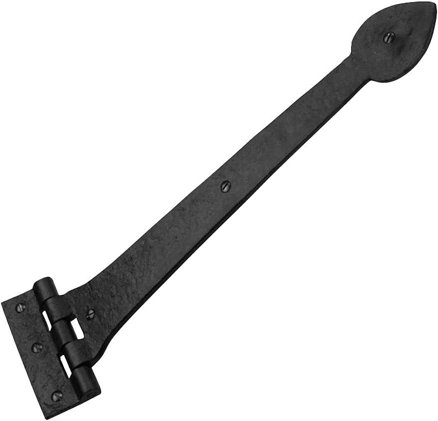 15-Inch Black Wrought Iron Spade Tip Gate Strap Hinge