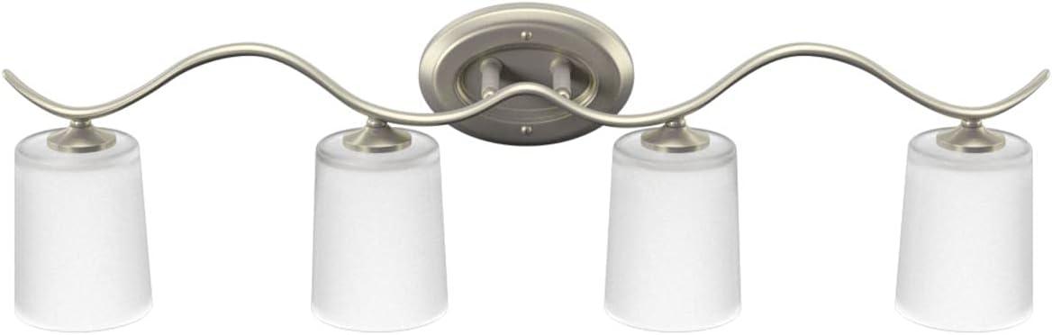 Progress Lighting Inspire 4-Light Wall Sconce, Brushed Nickel, Etched Glass Shades