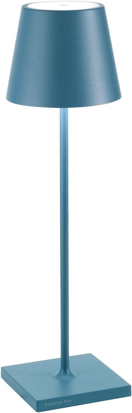 Poldina Pro Blue Metal Table Lamp by Zafferano America 15"