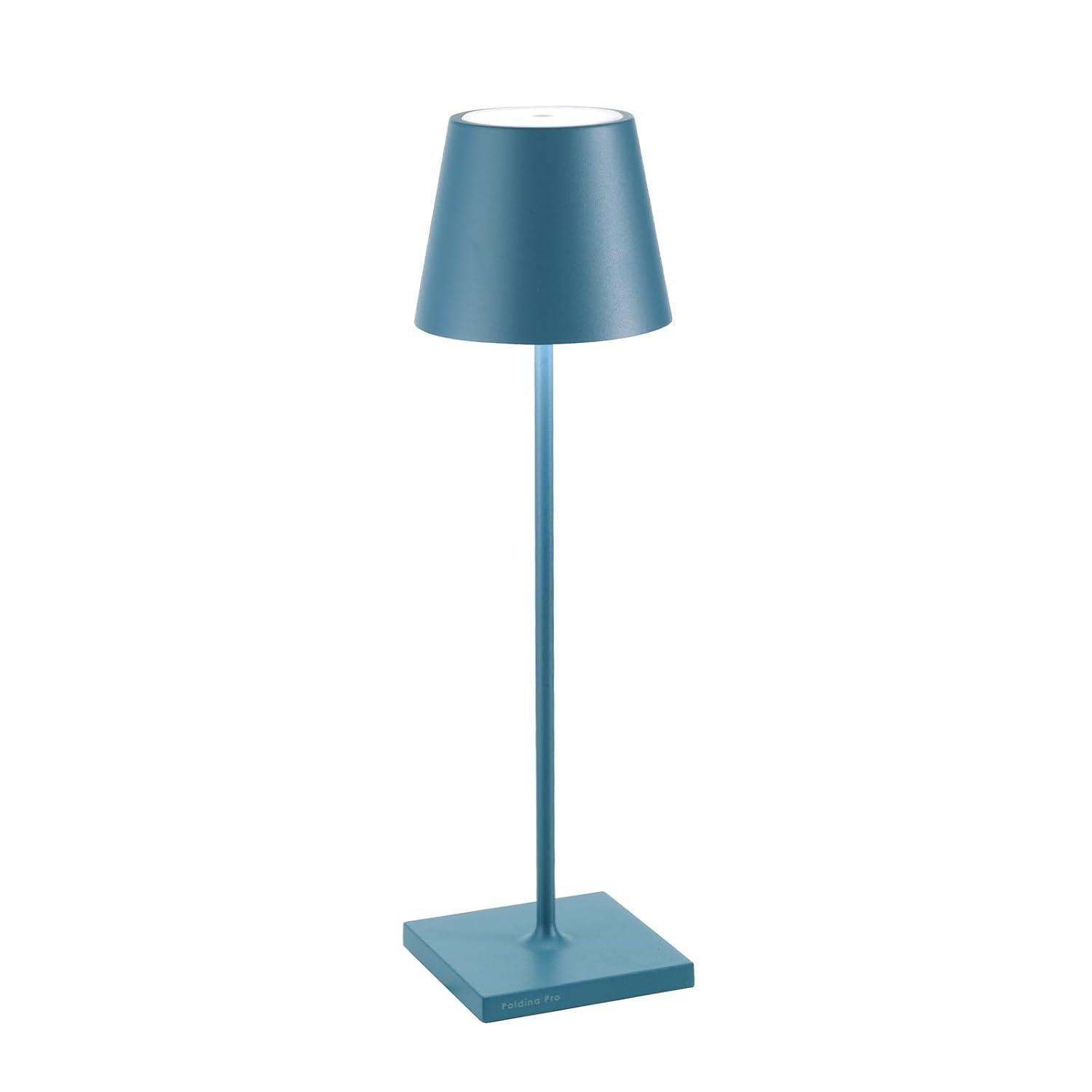 Poldina Pro Blue Metal Table Lamp by Zafferano America 15"