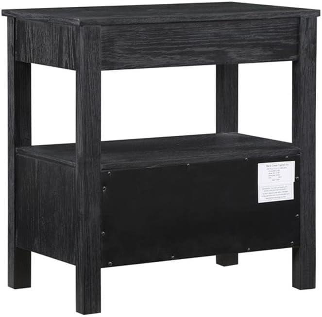 Comfort Pointe Delano Nightstand Black: 2 Drawers, Oak Veneer, Metal Glides, No Assembly Required