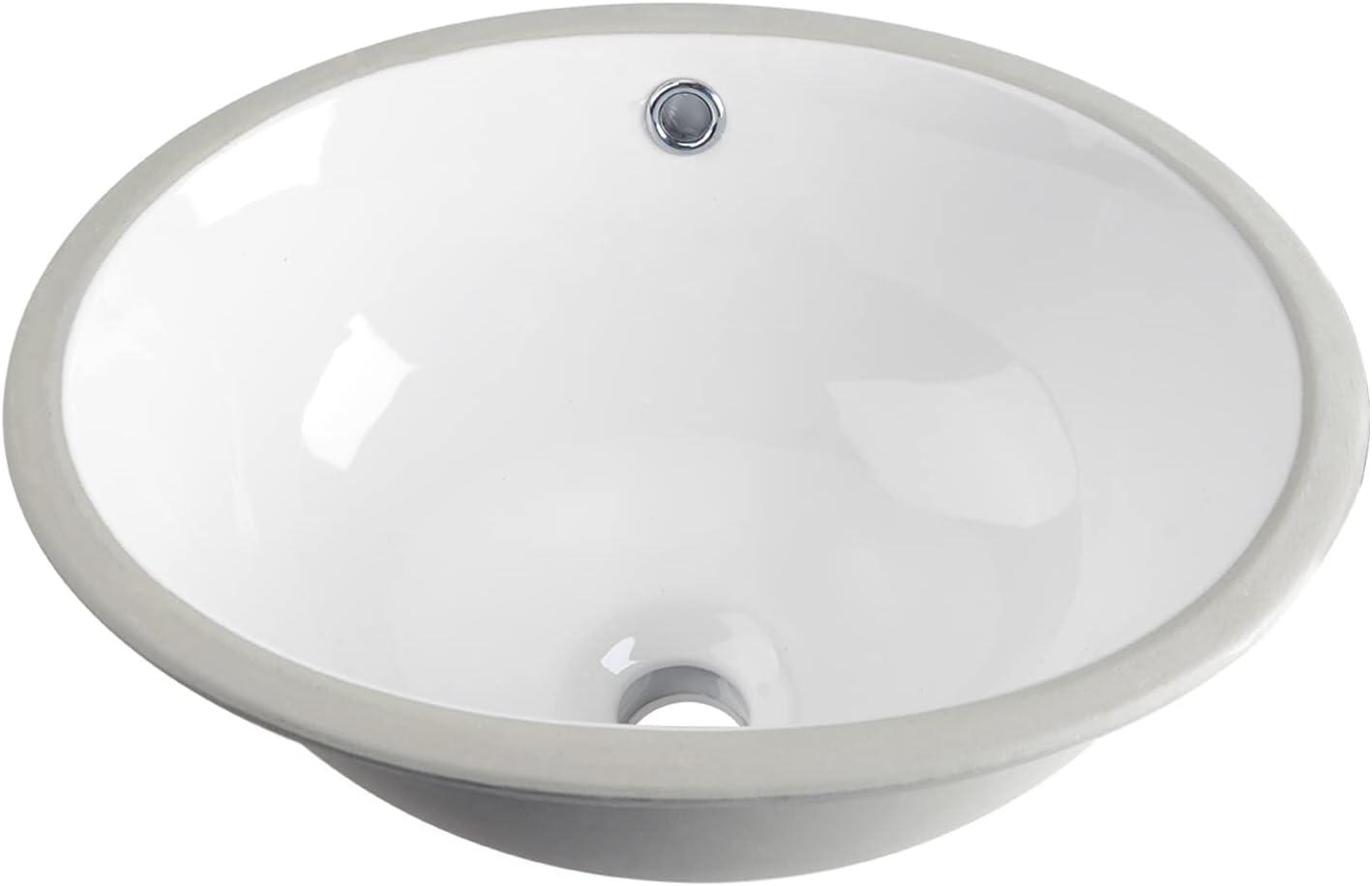 DeerValley Symmetry 18" X 15" Oval Vitreous China Undermount Bathroom Sink with Overflow