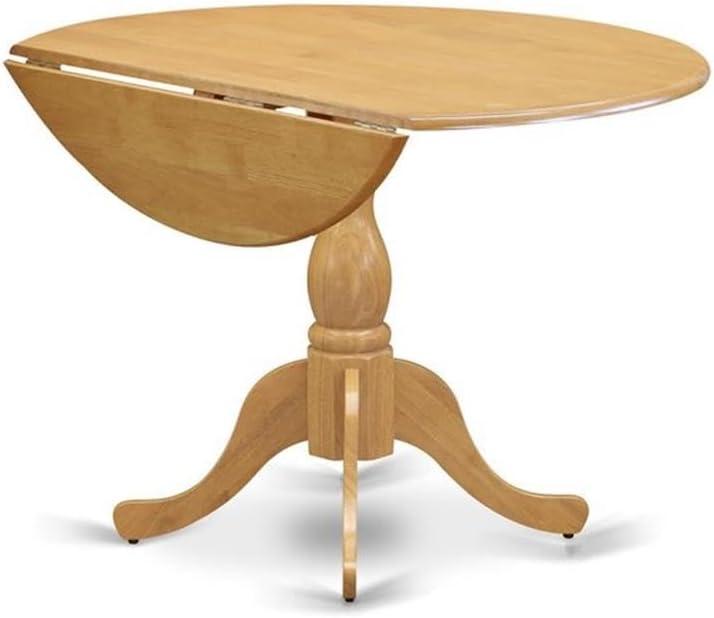 East West Furniture Dublin Wood Dining Table with Pedestal Legs in Oak