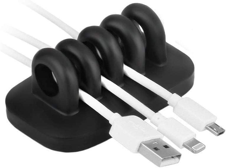 Cable Clip Holder Weighted Desktop Cord Management Fixture (Black)