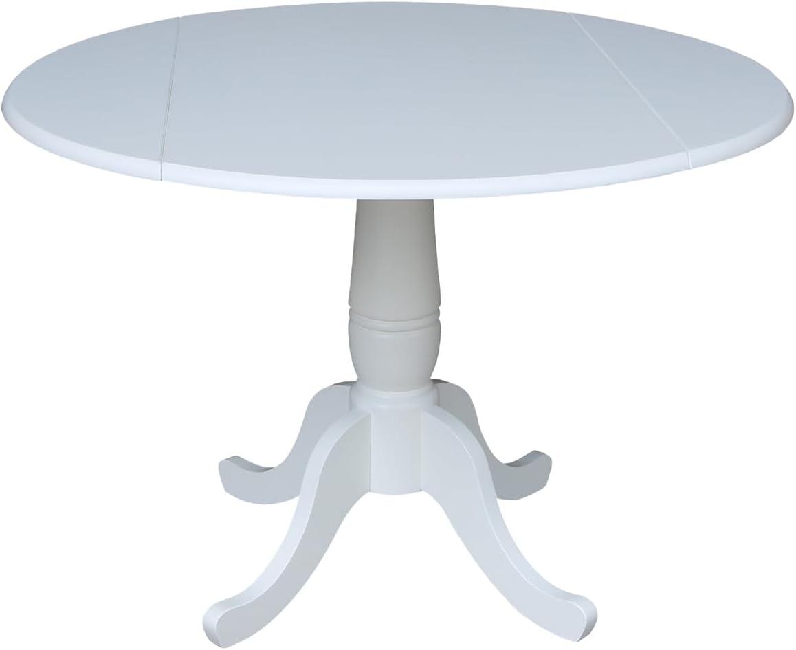 42" Patsy Round Top Dual Dining Table White - International Concepts: Drop Leaf, Seats 4