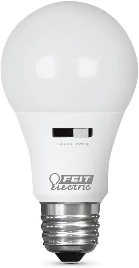 Feit Electric LED Motion Sensor Light Bulb, A19 60W Equivalent, 5CCT, Non-Dimmable, E26 Medium Base, 90 CRI, 800 Lumens, Standard Light Bulb with Switch on Bulb, 15-Year Lifetime, OM60/5CCTCA/MM/LEDI