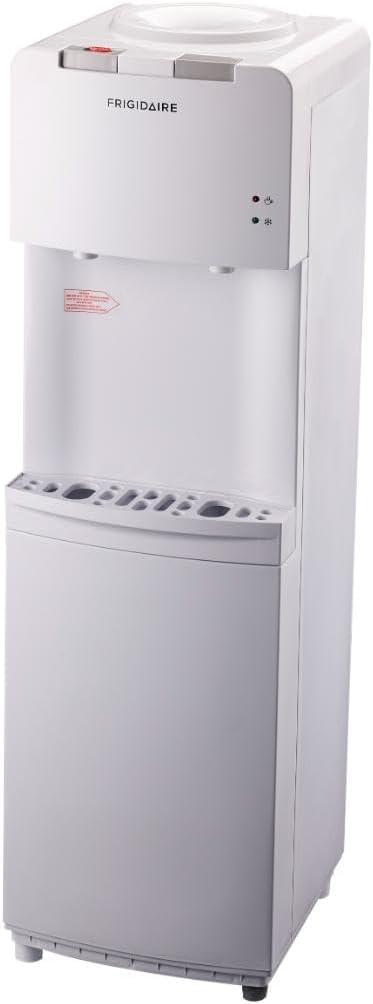Frigidaire Water Cooler White: Freestanding Electric Dispenser, 5 Gallon Capacity, Hot & Cold, Safety Switch
