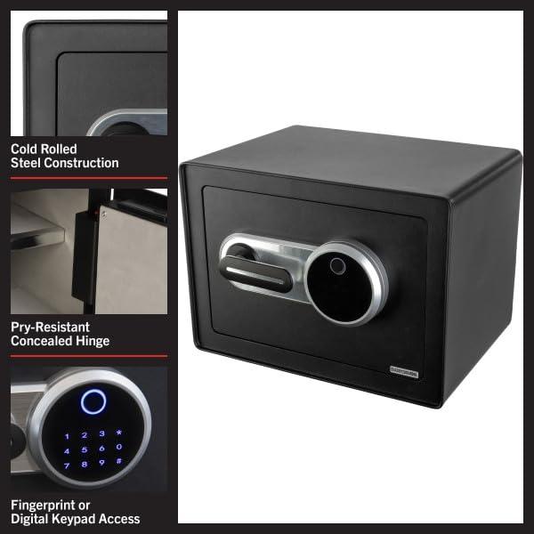 Stalwart Fingerprint Biometric Safe Lockbox, Black