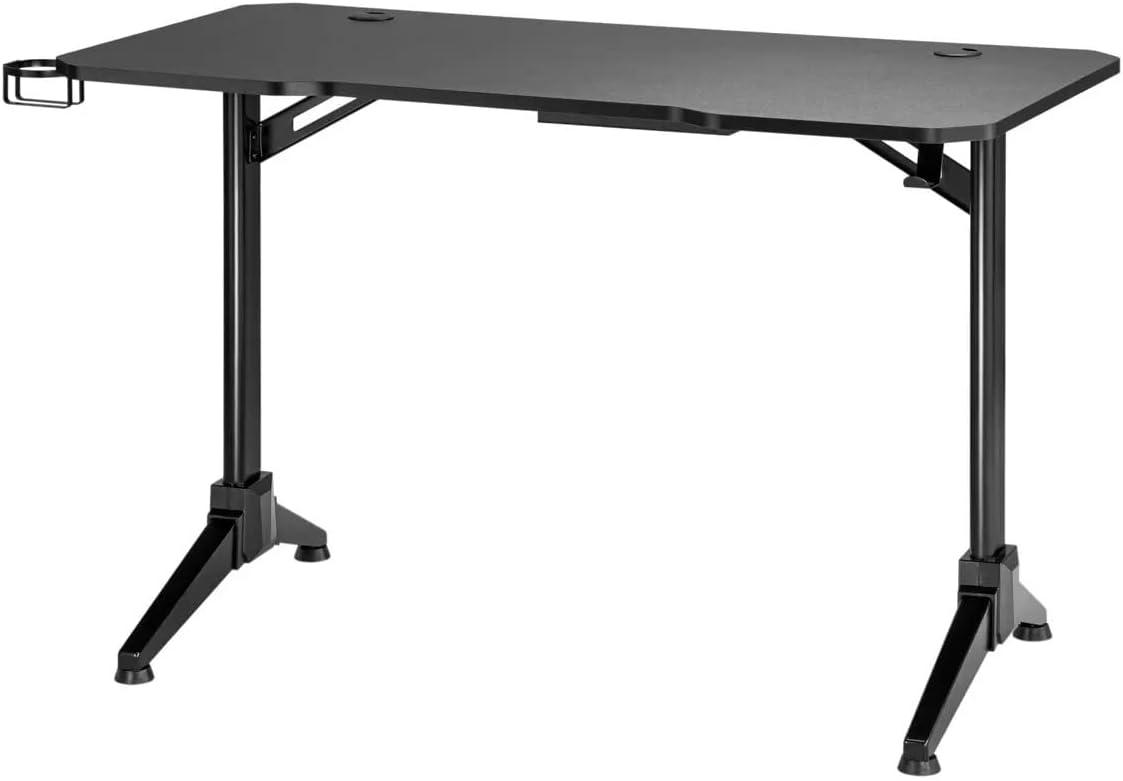 Monoprice Home Office Steel Frame Computer Desk with Solid-Core 4-foot Desktop and Accessory Attachments, Black - Workstream Collection