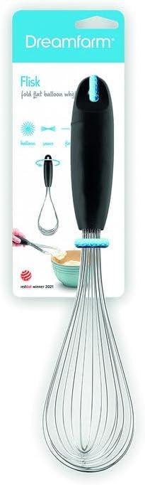 Red 12" Stainless Steel 3-in-1 Fold-Flat Whisk