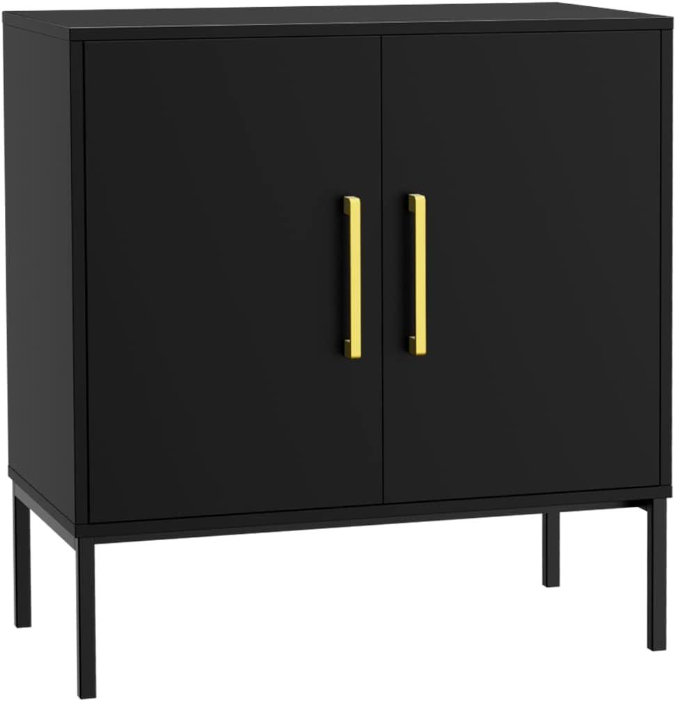 Sideboard Buffet Cabinet, Black Storage Cabinet with 2 Doors and Adjustable Shelves, Accent Cabinet for Dining Room,Hallway