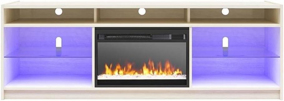 Luna Ivory Oak 75" Electric Fireplace TV Console