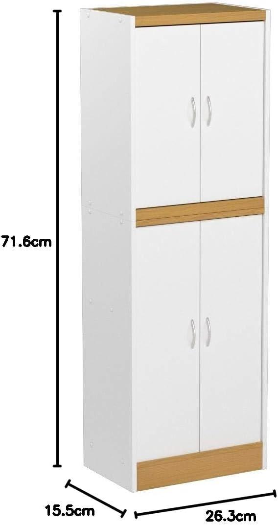 Hodedah Dining Room Storage 4 Door Kitchen Pantry China Cabinet, White