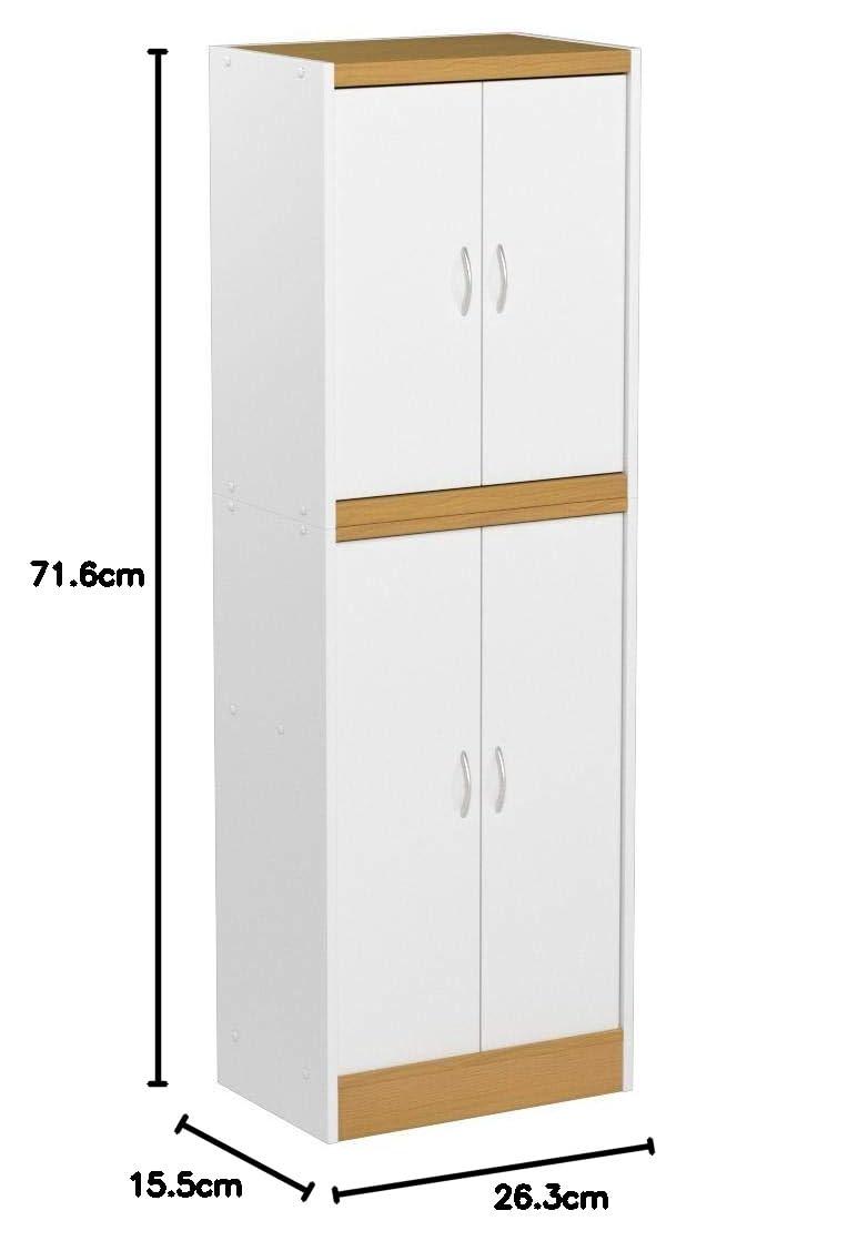Hodedah Dining Room Storage 4 Door Kitchen Pantry China Cabinet, White