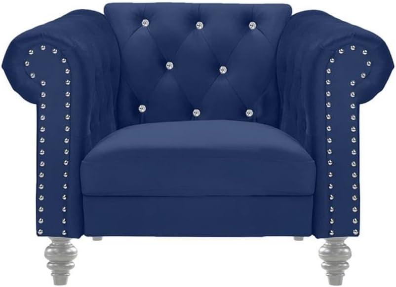 New Classic Furniture Emma Crystal Velvet Fabric Chair in Royal Blue