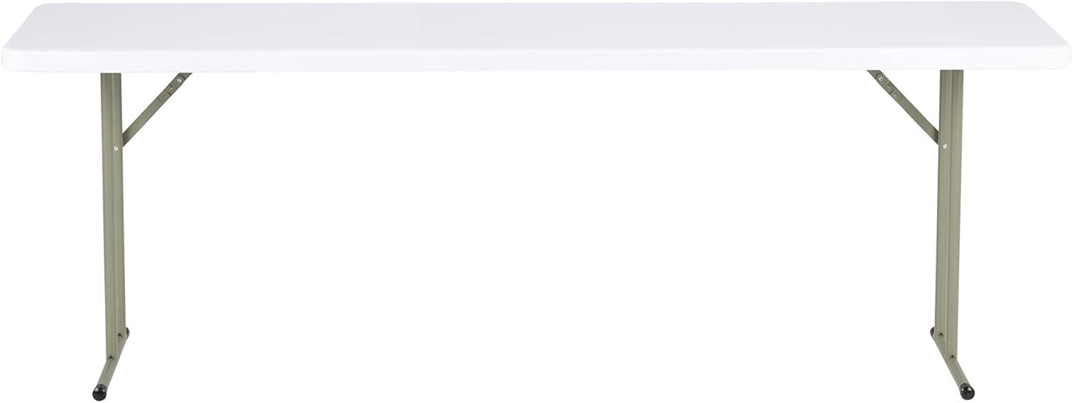 Norwood Commercial Furniture 8 ft Multipurpose Indoor Outdoor Heavy Duty Portable Blow Molded Plastic Folding Training Seminar Table 18" W x 96" L White