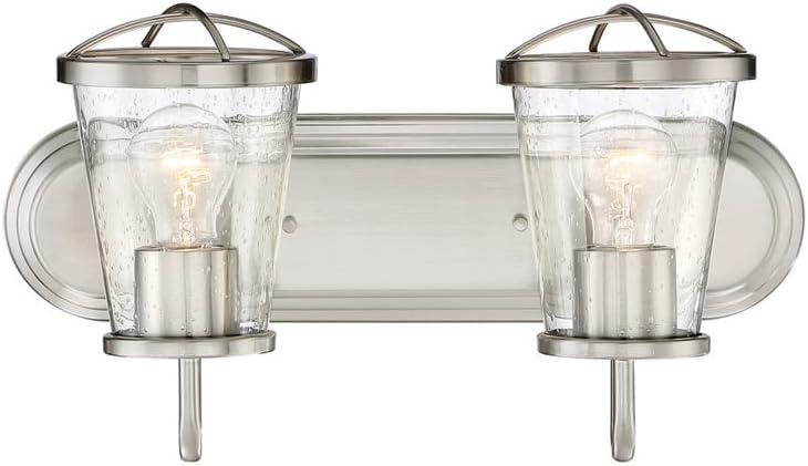 Designers Fountain Darby Satin Platinum 2 Light Bathroom Vanity Light Fixture, 87002-SP